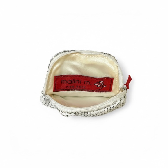 Malini M. Vintage White Metal Mesh Polka Dot Shoulder Bag w Matching glass case - Picture 11 of 16